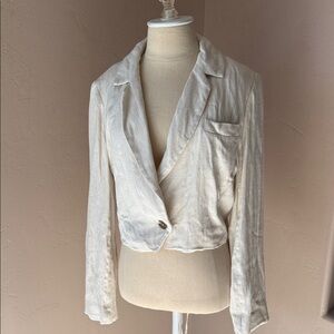 Free people natural color vintage cropped edgy blazer. Medium